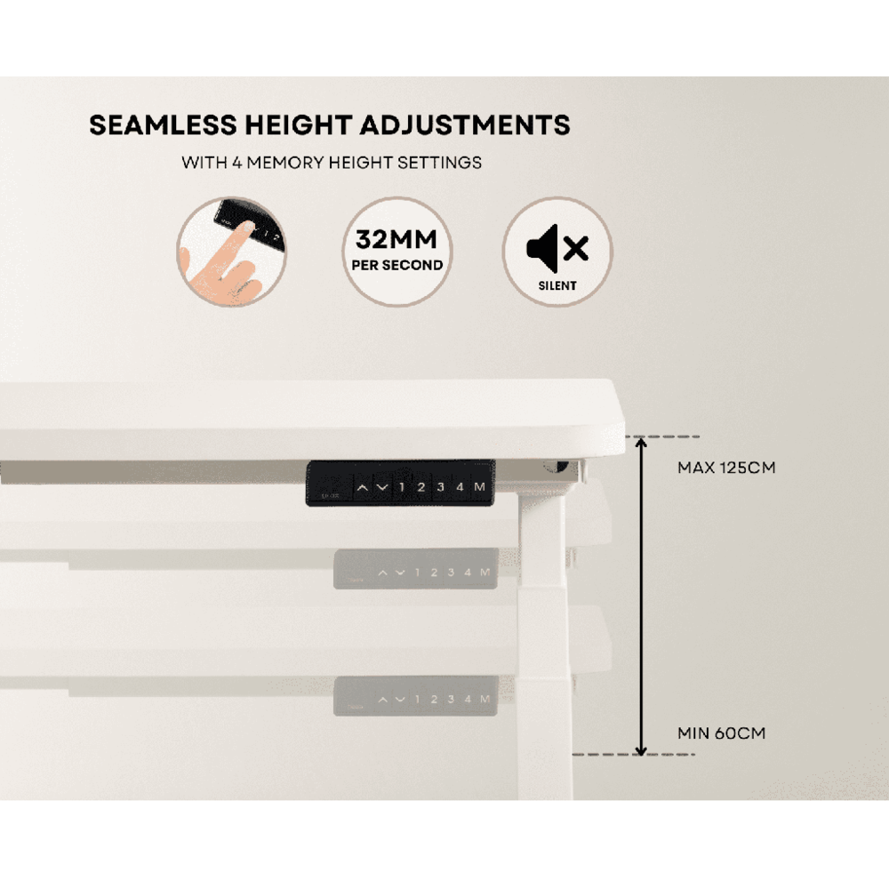 EKKIO Adjustable Desk Riser Frame - Two Leg Stand (White) EK-DRF-102-DR
