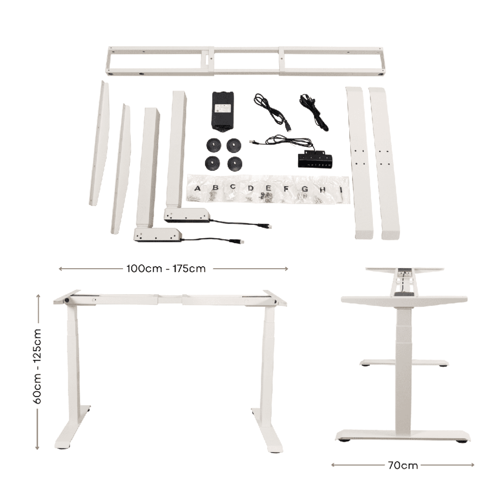 EKKIO Adjustable Desk Riser Frame - Two Leg Stand (White) EK-DRF-102-DR