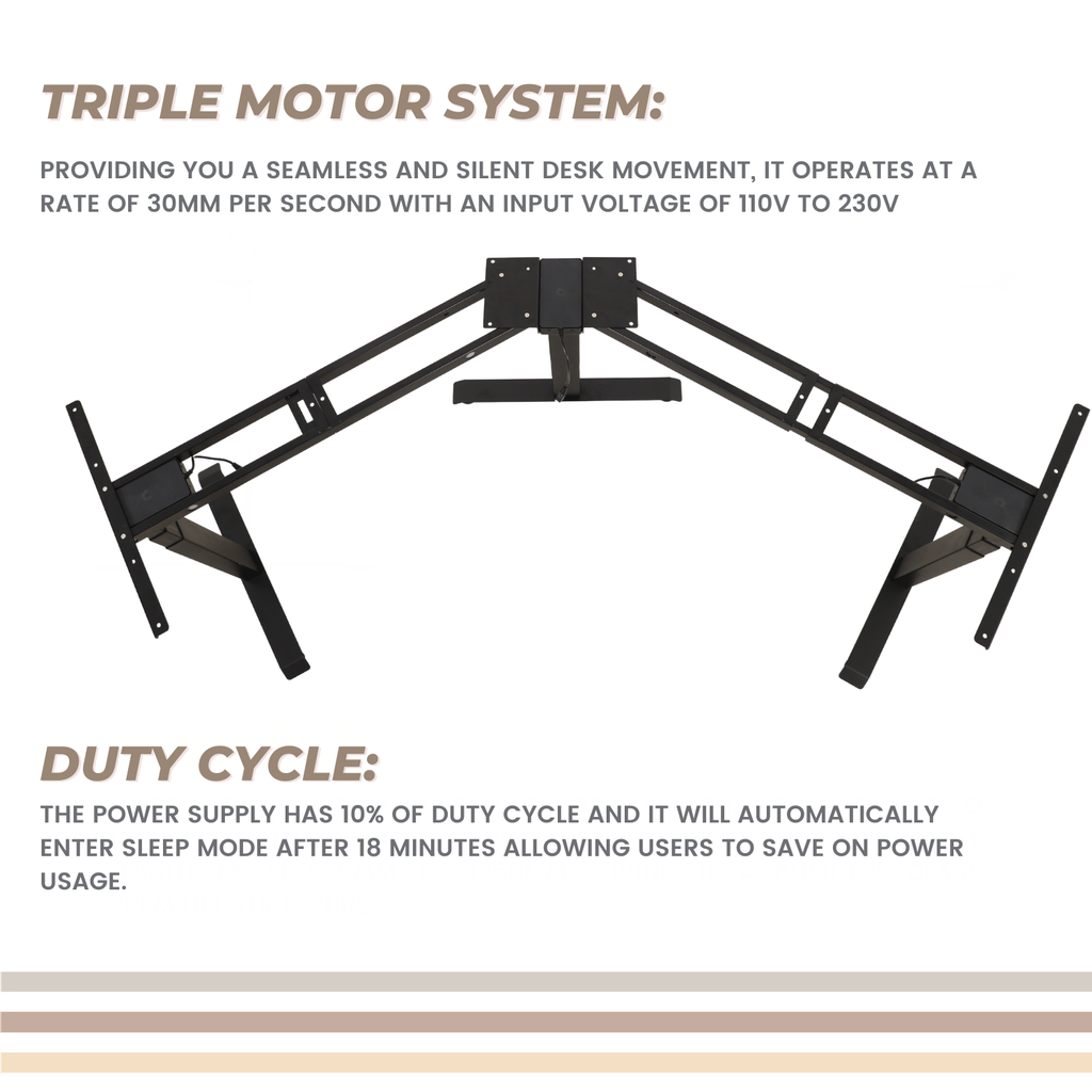 EKKIO Adjustable Desk Riser Frame - Three Leg Stand (Black)EK-DRF-103-DR