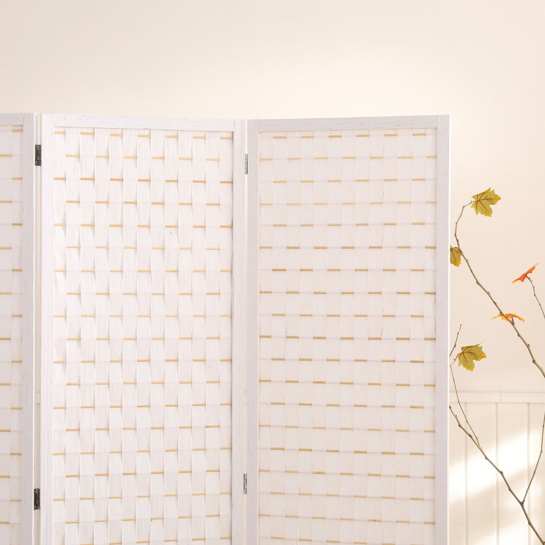 EKKIO 4-Panel Pine Wood Room Divider (White)