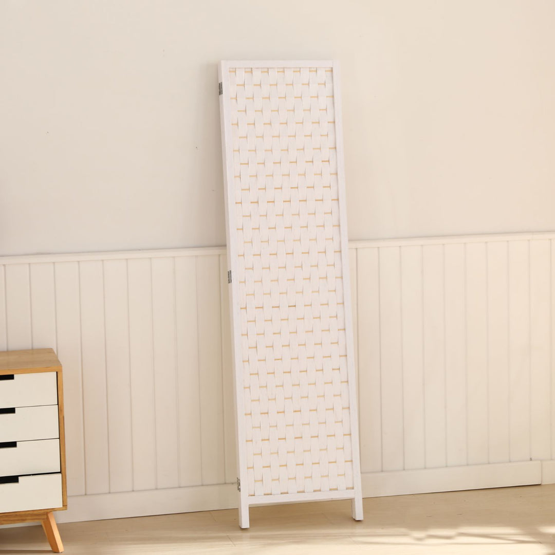 EKKIO 4-Panel Pine Wood Room Divider (White)