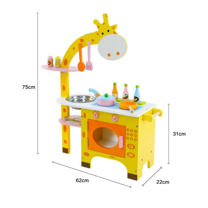 EKKIO Wooden Kitchen Playset for Kids (Giraffe Shape Kitchen Set)