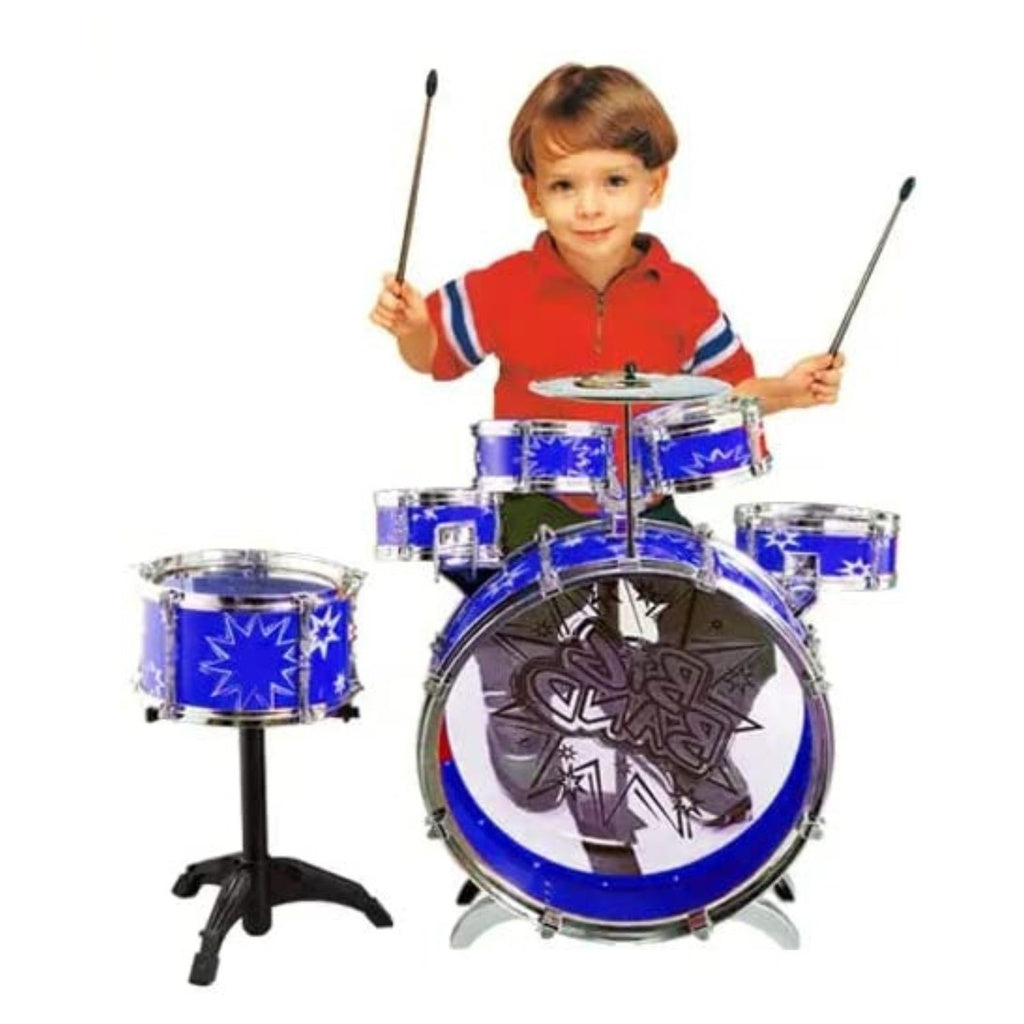 GOMINIMO Kids 6pcs Drum Set with Drummer Seat (Blue) GO-KDS-101-BHP