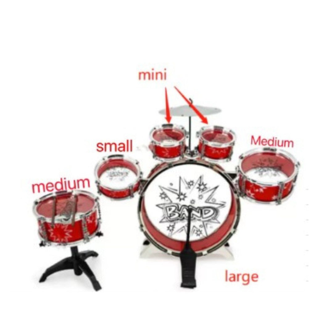 GOMINIMO Kids 6pcs Drum Set with Drummer Seat (Red) GO-KDS-100-BHP