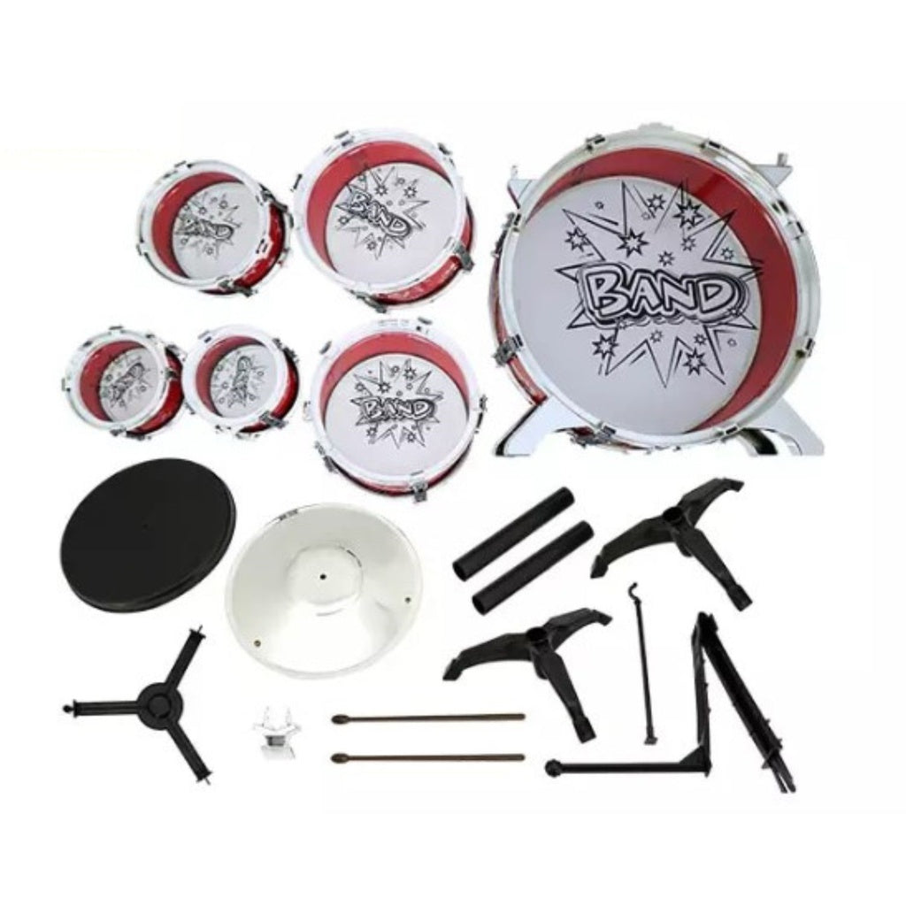 GOMINIMO Kids 6pcs Drum Set with Drummer Seat (Red) GO-KDS-100-BHP