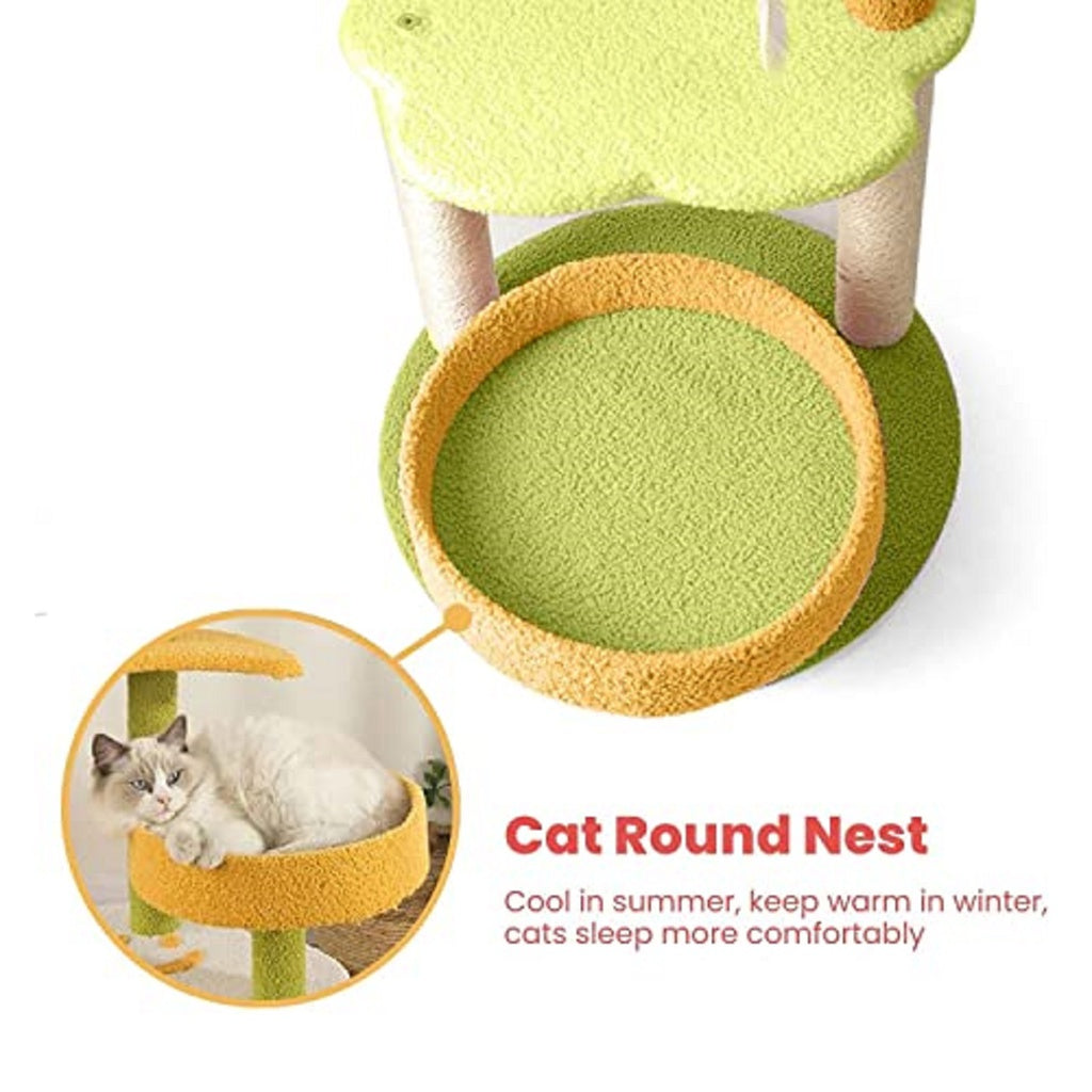 Floofi 101cm Galaxy Plush Cat Condo Cat Tree Yellow Green