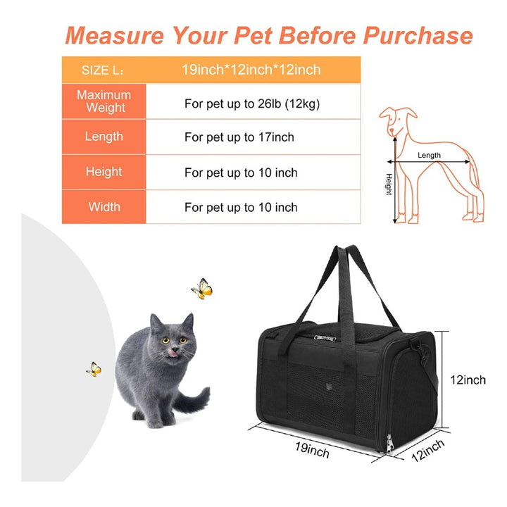 Floofi Portable Pet Carrier-L Size (Black)