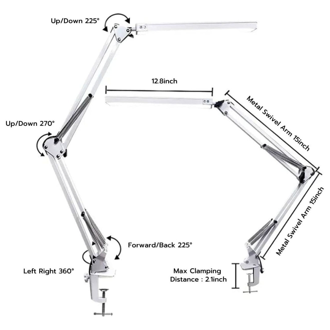 GOMINIMO LED Swing Arm Desk Lamp with Clamp (White)