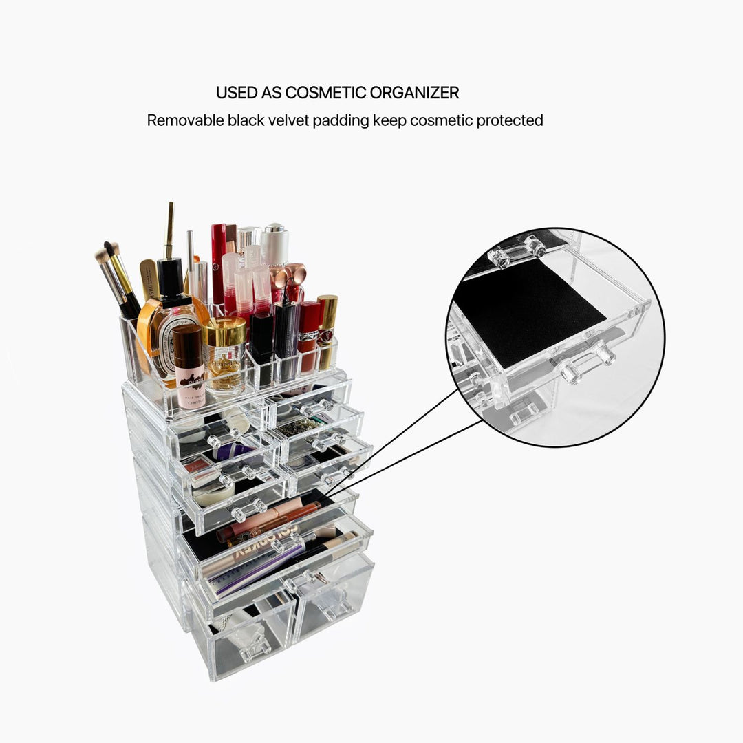 GOMINIMO Makeup Cosmetic Organizer With 12 Drawers (Clear)