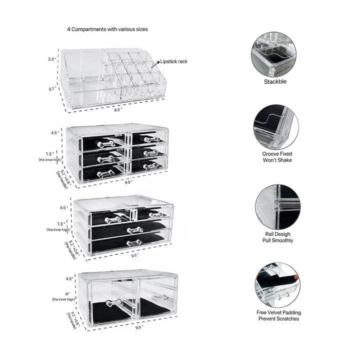 GOMINIMO Makeup Cosmetic Organizer With 12 Drawers (Clear)