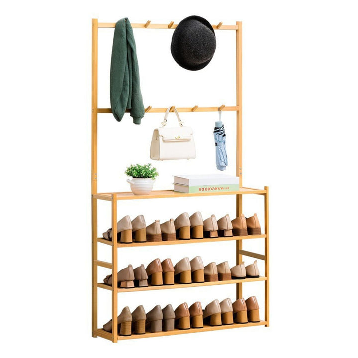 GOMINIMO Bamboo Clothes Rack and Shoe Rack Shelves 80cm