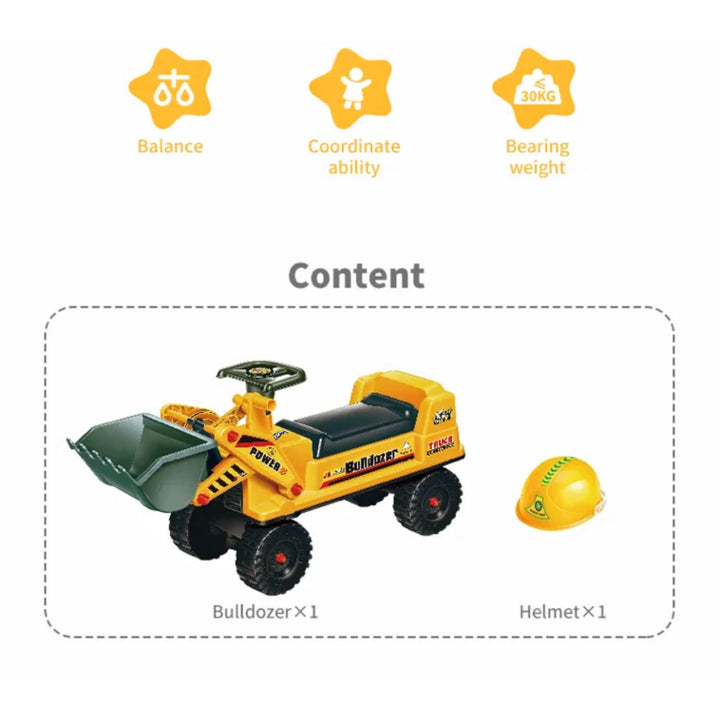 GOMINIMO Kids Ride On Bulldozer Digger Tractor Excavator Toy Car with Helmet