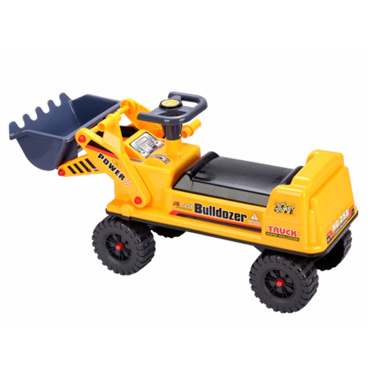 GOMINIMO Kids Ride On Bulldozer Digger Tractor Excavator Toy Car with Helmet