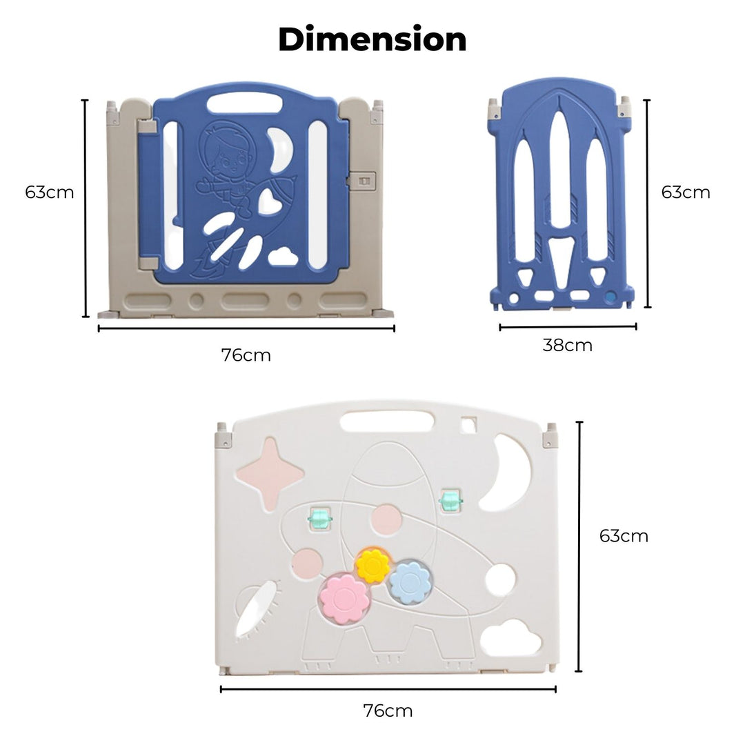 GOMINIMO Foldable Baby Playpen with 16 Panels (White Blue)