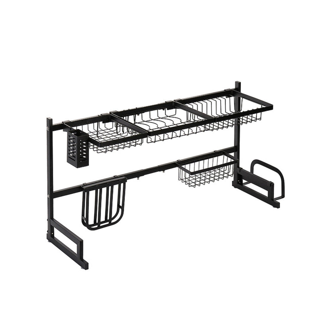 GOMINIMO Dish Drying Rack Over Sinks Adjustable 85-100cm (Black)