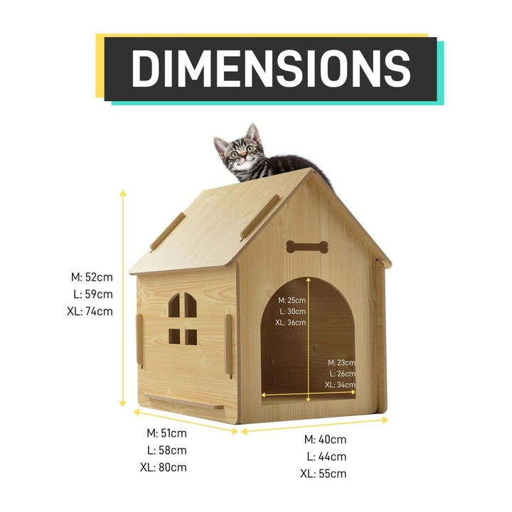 Floofi Wooden Pet House No Door (L Yellow) - PT-PH-182-GF