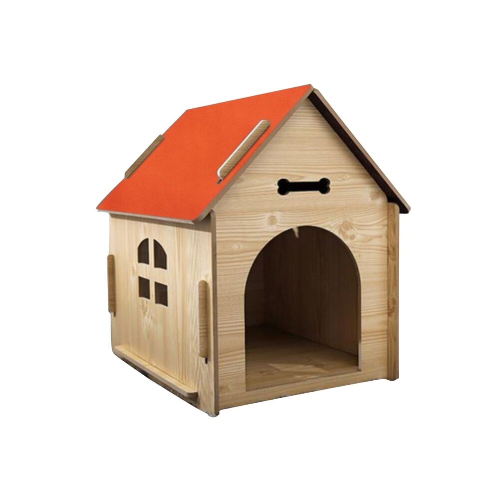 Floofi Wooden Pet House No Door (L Red) - PT-PH-183-GF