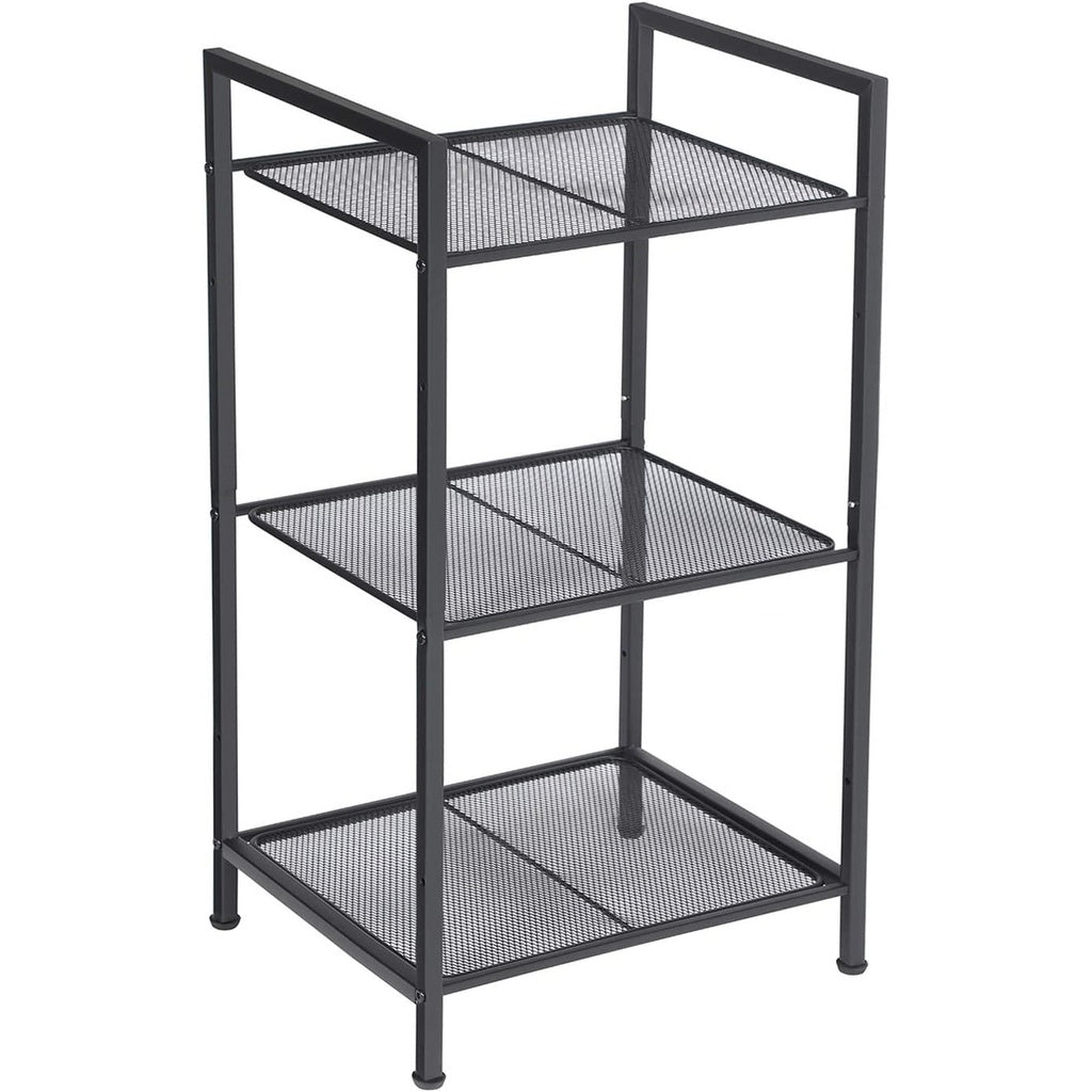 SONGMICS Bathroom Shelf 3-Tier Storage Rack with Adjustable Shelf Black