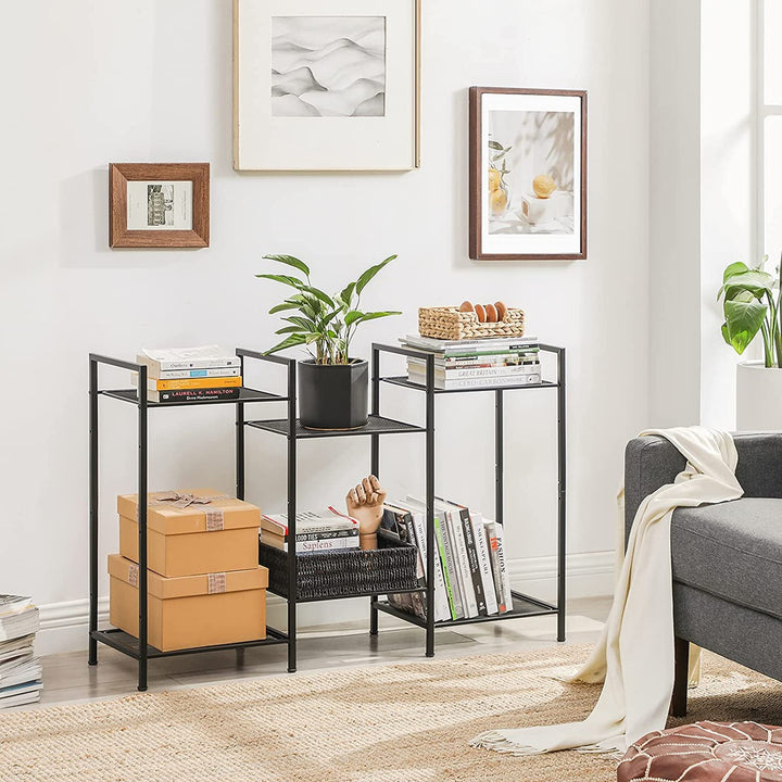 SONGMICS Bathroom Shelf 3-Tier Storage Rack with Adjustable Shelf Black