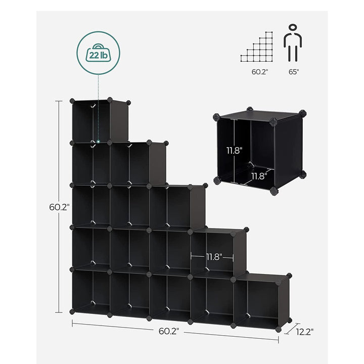 SONGMICS 16 Cube Storage Organizer Storage with Rubber Mallet Black