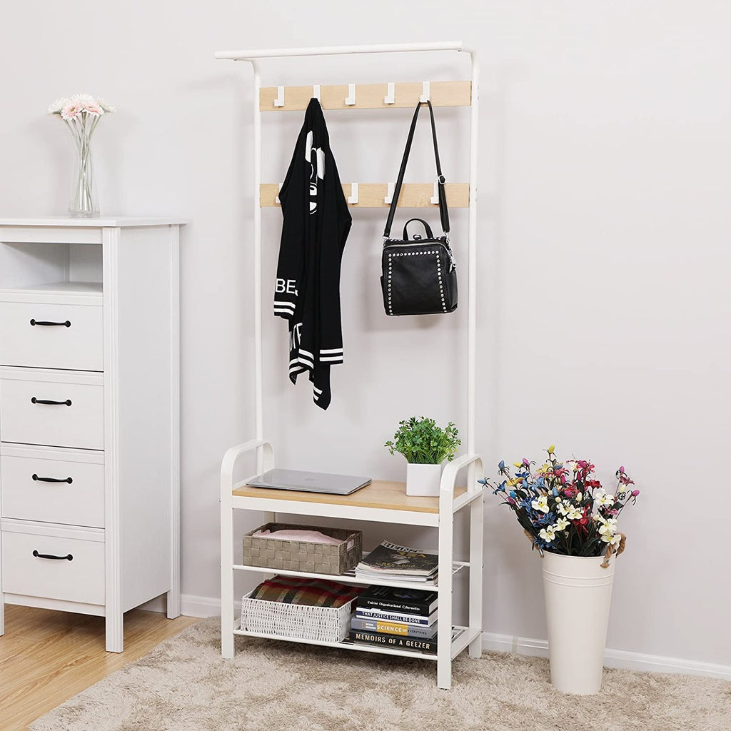 VASAGLE Coat Rack Stand 175cm White