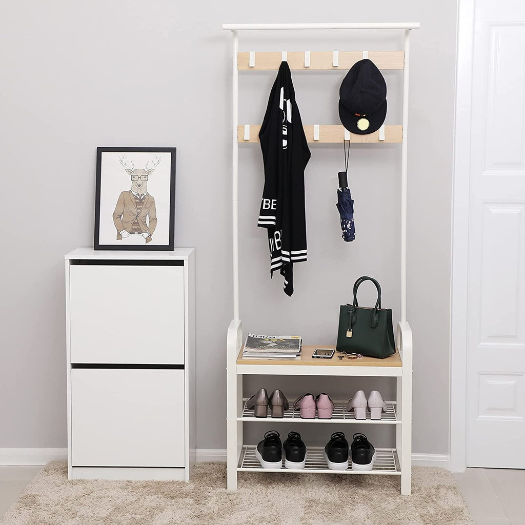 VASAGLE Coat Rack Stand 175cm White