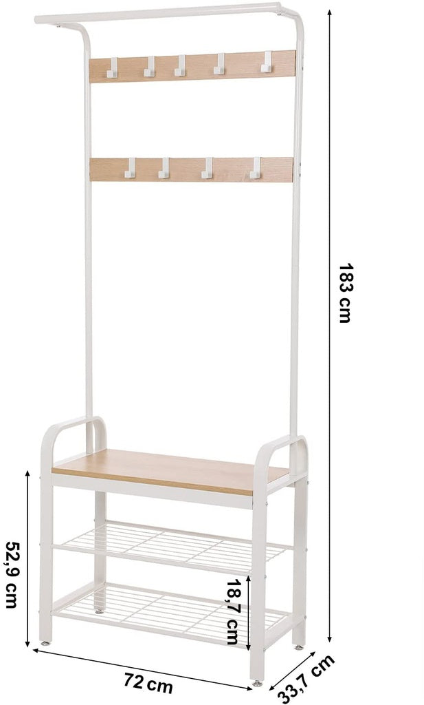 VASAGLE Coat Rack Stand 175cm White