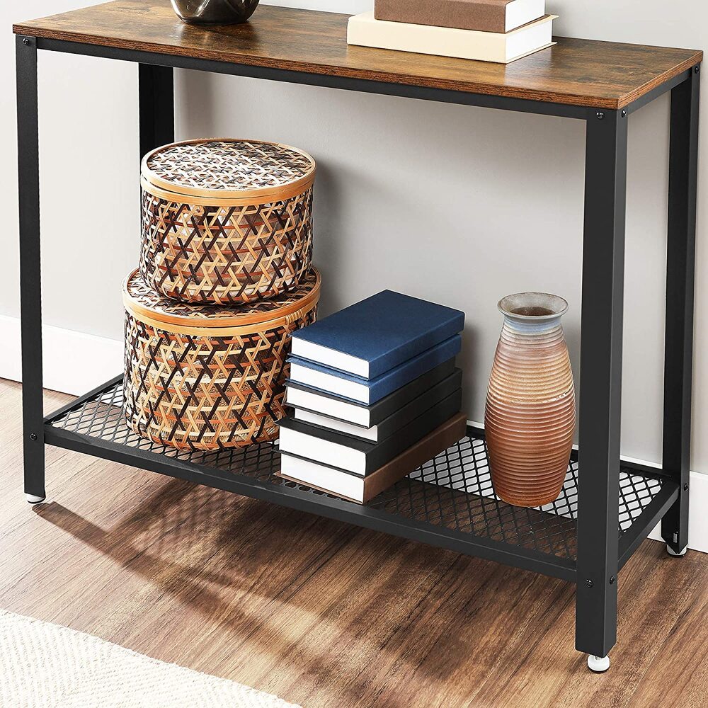 VASAGLE Console Table Rustic Brown and Black