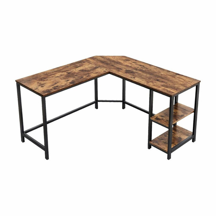 VASAGLE L-Shaped Computer Desk Rustic Brown and Black