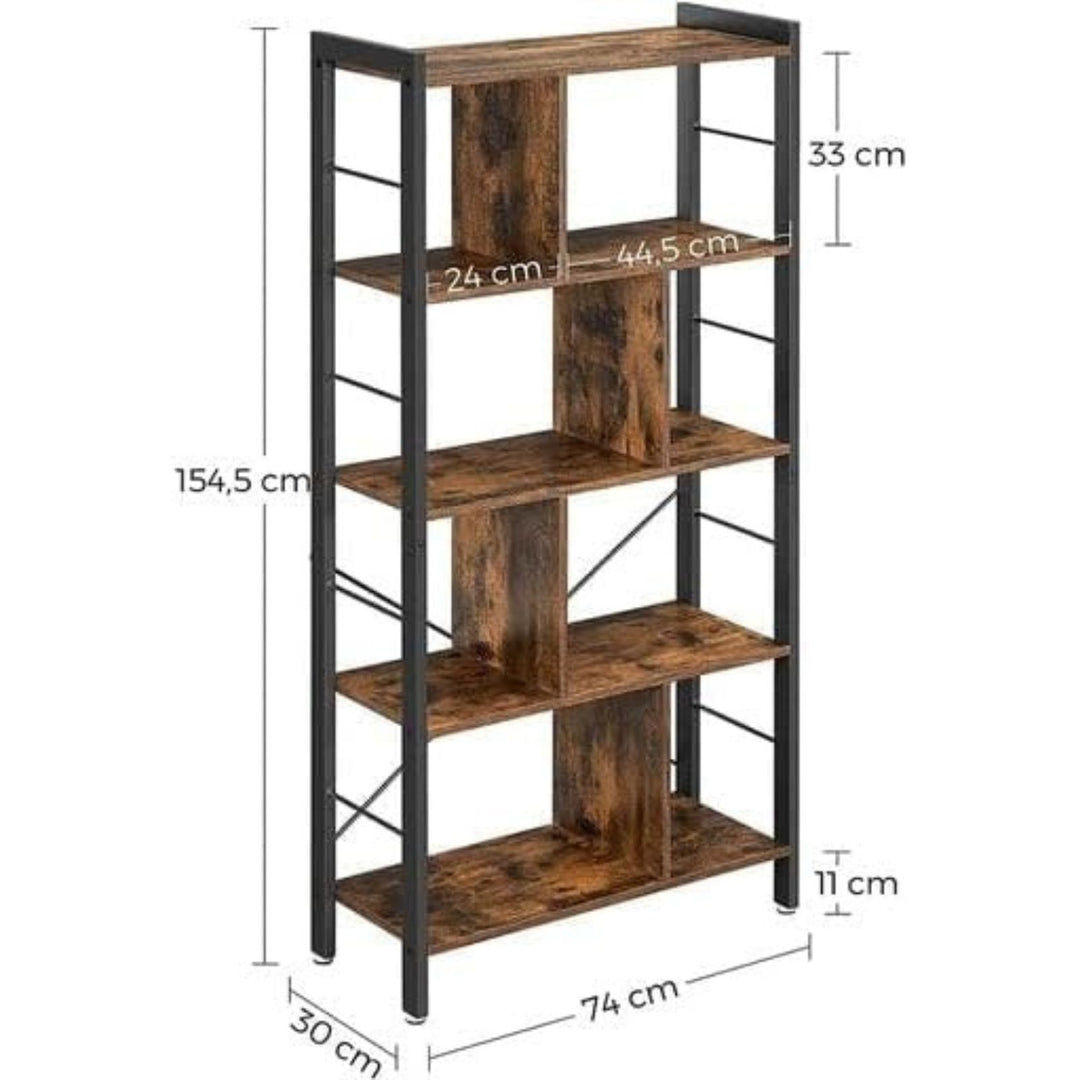 VASAGLE Bookshelf Rustic Brown and Black