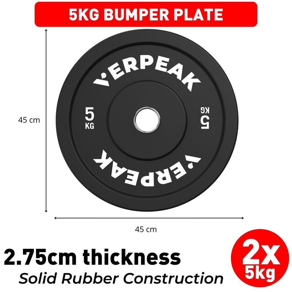 VERPEAK Black Bumper Weight Plates-Olympic (10kgx2) VP-WP-101-FP / VP-WP-101-LX