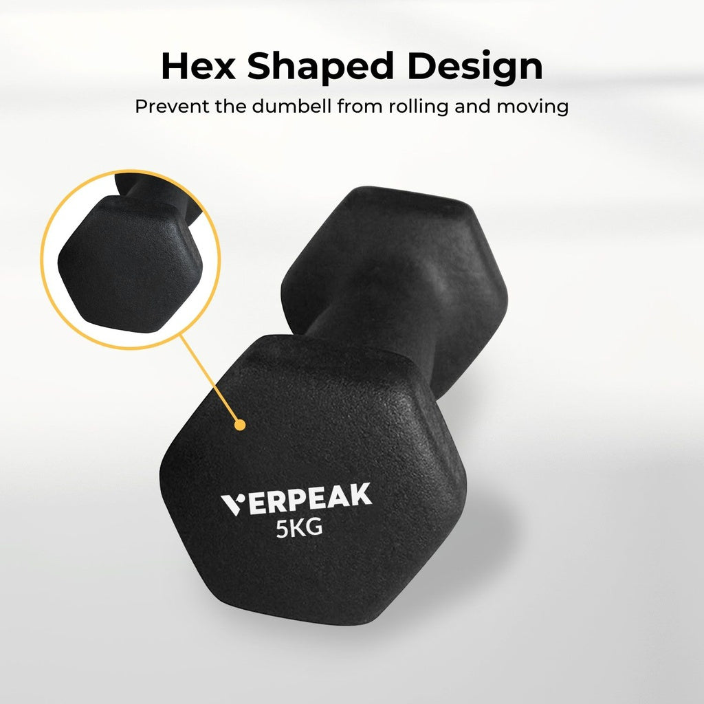 Verpeak Neoprene Dumbbell 5kg x 2 Black