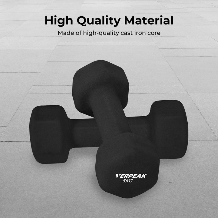 Verpeak Neoprene Dumbbell 5kg x 2 Black