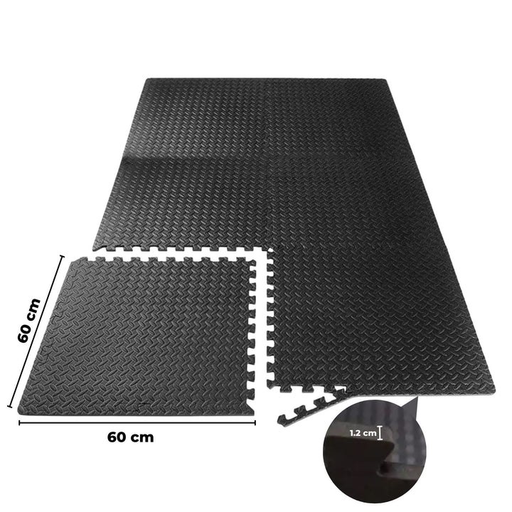 Verpeak Puzzle Gym Mat EVA Interlocking Foam Tiles with Border (Black)