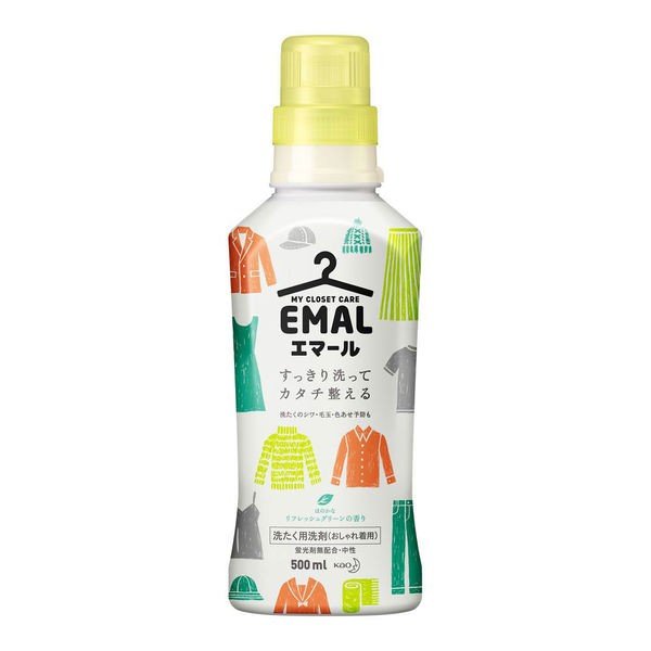 [6-PACK] Kao Japan EMAL Wool Real Silk Clothing Detergent 500ml( 2  Fragrances Available ) Fresh Green