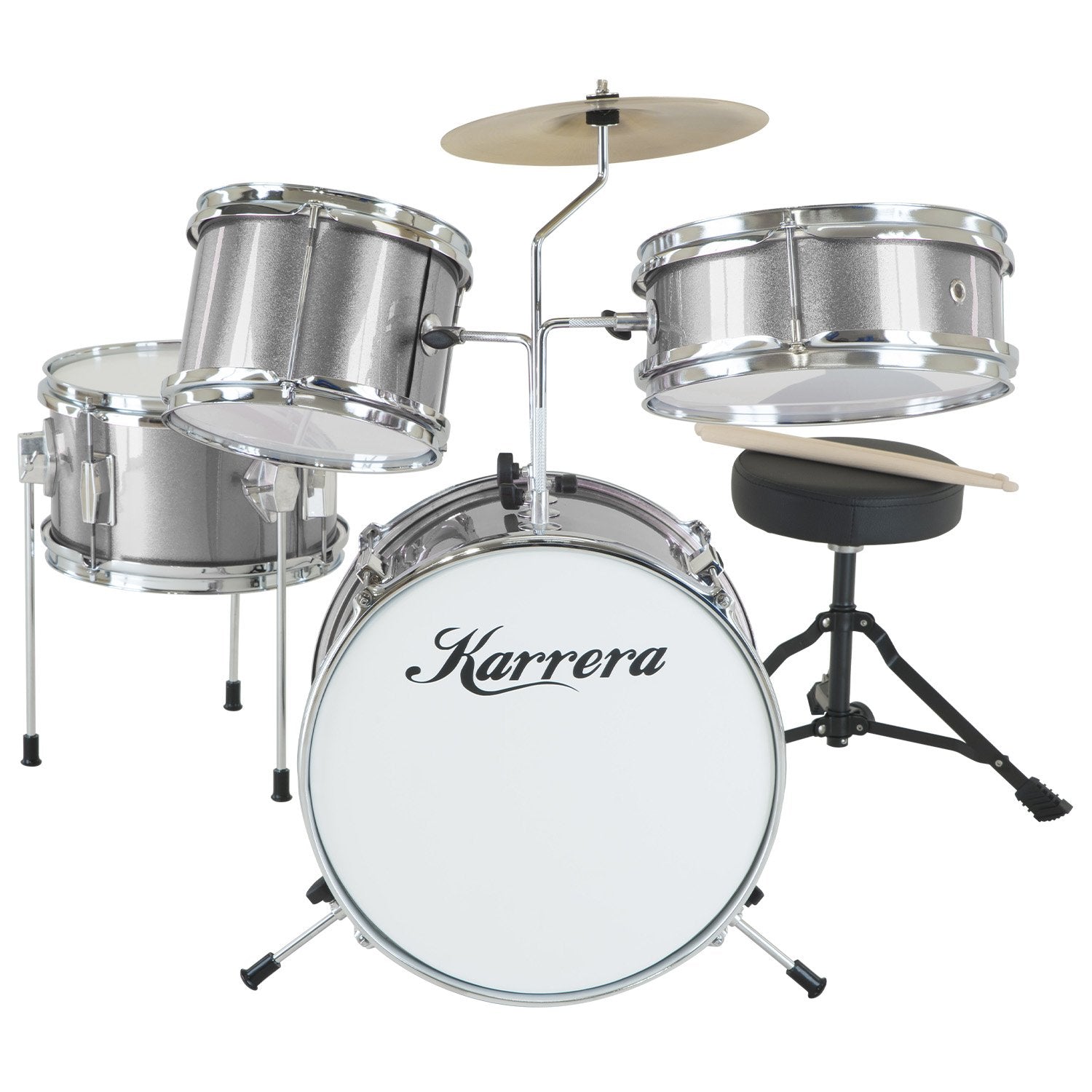 Karrera Childrens 4pc Drum Kit - Silver