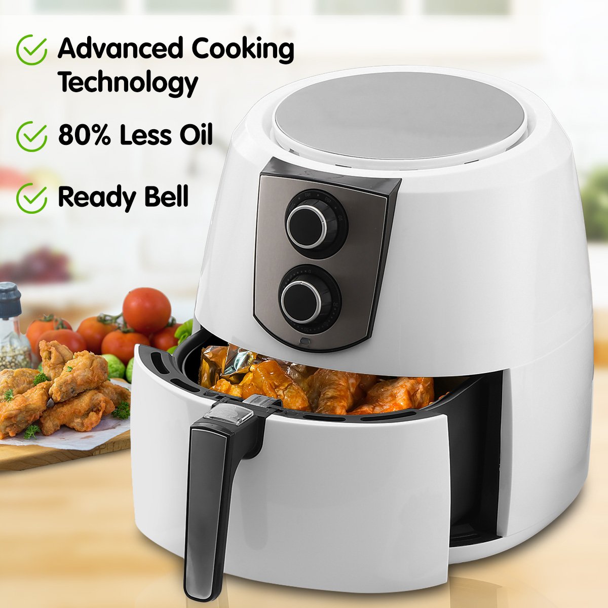 Pronti 7.2l 1800w Electric Air Fryer Healthy Cooker Fryers Kitchen Oven Oil Free Low Fat White