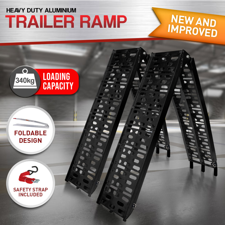 Rigg 2x Aluminium ATV Loading Ramp Foldable - Black