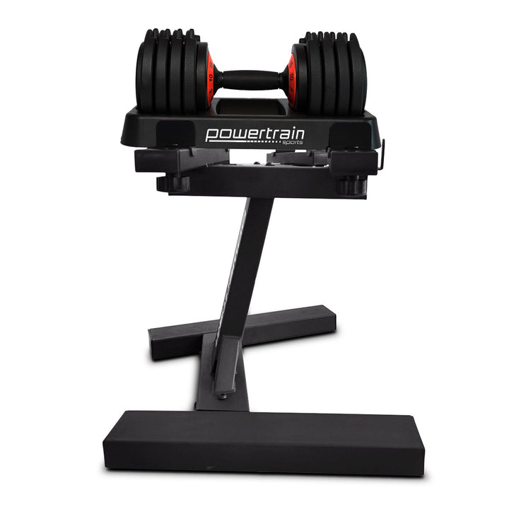 Powertrain GEN2 Pro Adjustable Dumbbell Set - 2 x 25kg (50kg) Home Gym Weights with Stand