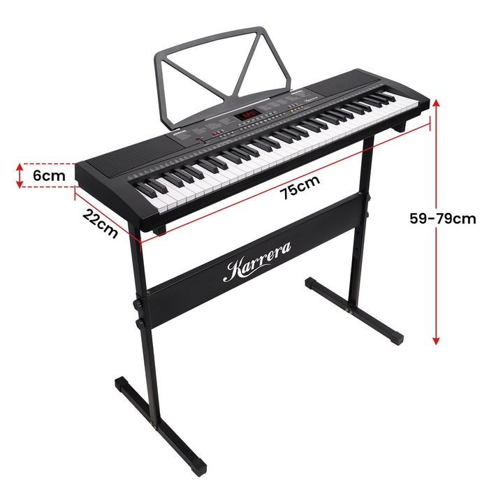 Karrera 61-Key Electronic Piano Keyboard 75cm with Stand - Black