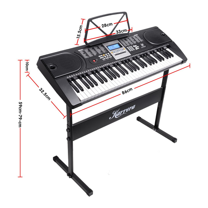 Karrera 61 Keys Electronic Keyboard Piano with Stand - Black