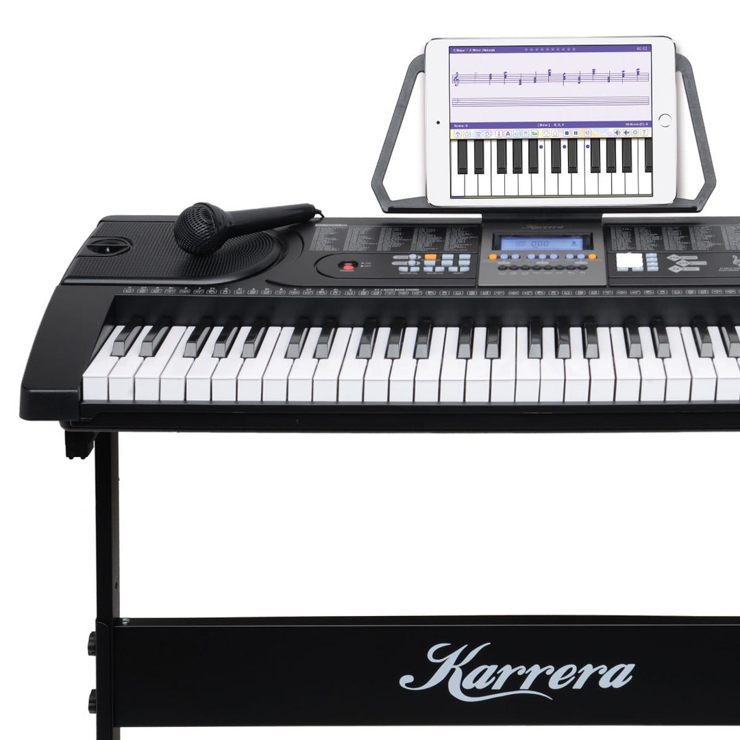 Karrera 61 Keys Electronic LED Keyboard Piano with Stand - Black