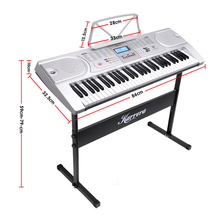 Karrera 61 Keys Electronic Keyboard Piano with Stand - Silver