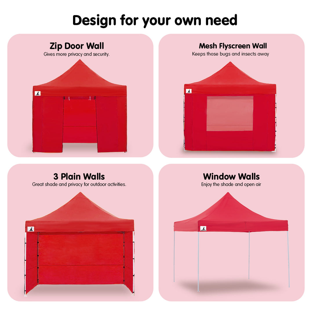 Wallaroo Gazebo Tent Marquee 3x3 PopUp Outdoor  Red