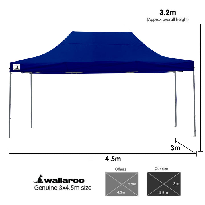 Wallaroo Gazebo Tent Marquee 3x4.5m PopUp Outdoor  Blue