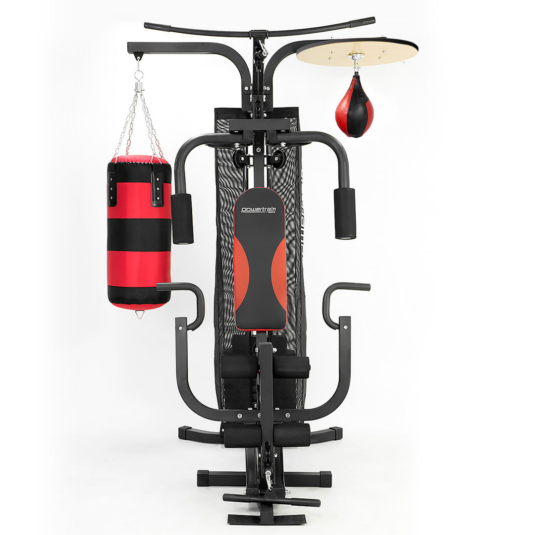 Powertrain Home Gym Multi Station with Boxing Punching Bag Speed Ball