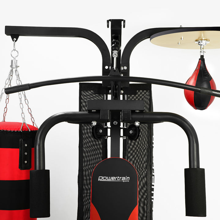 Powertrain Home Gym Multi Station with Boxing Punching Bag Speed Ball