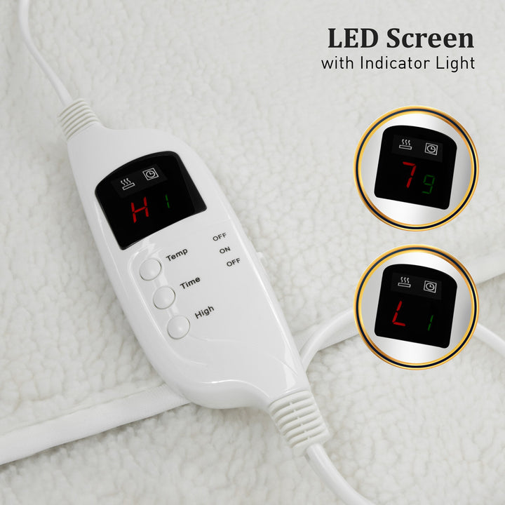 Laura Hill Electronic Fleecy Electric Blanket Heated Fitted Queen Size Bed Safety 9 Levels