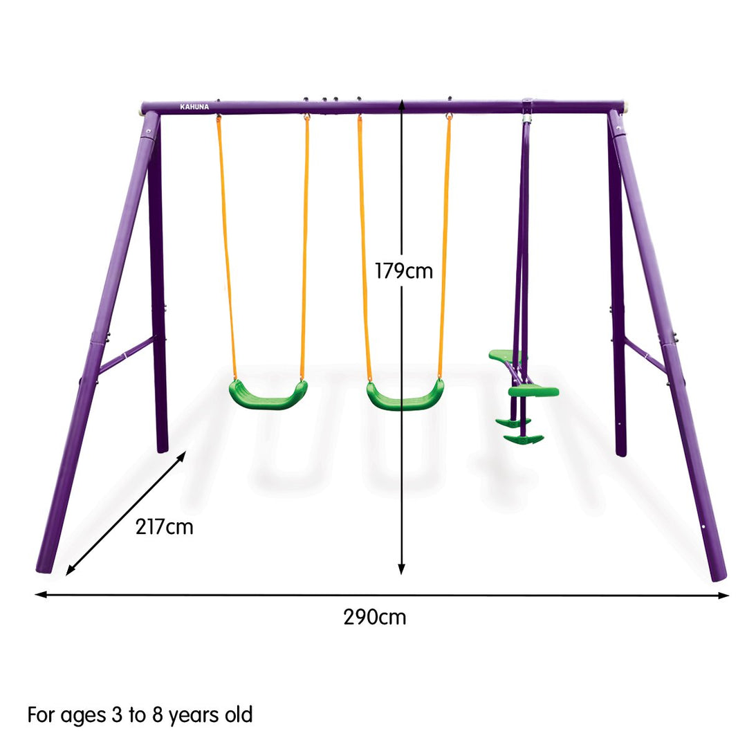 Kahuna Kids 4-Seater Swing Set Purple Green