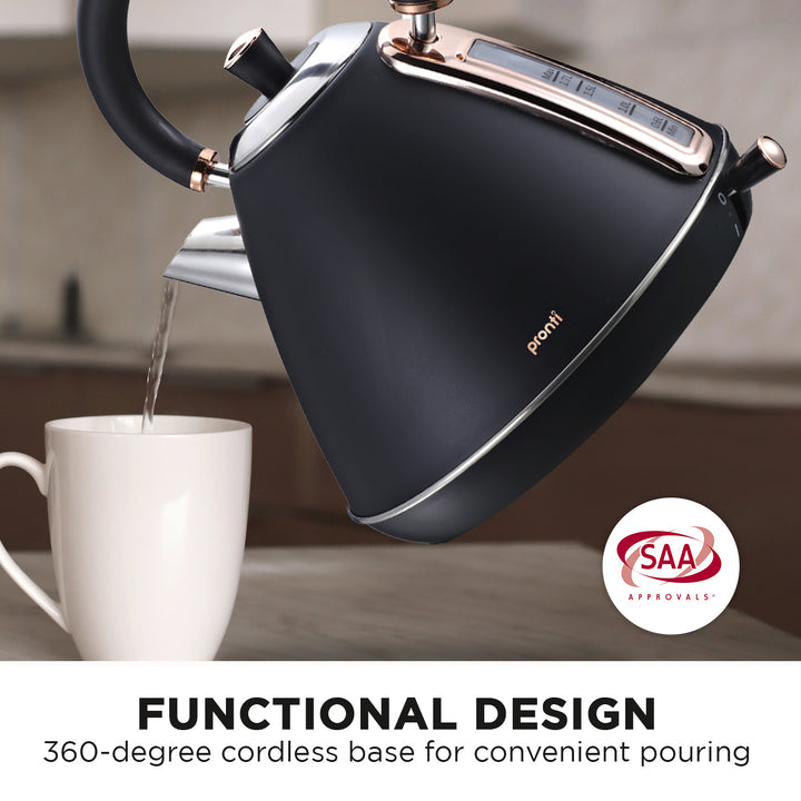 Pronti 1.7L Rose Trim Collection Kettle - Black